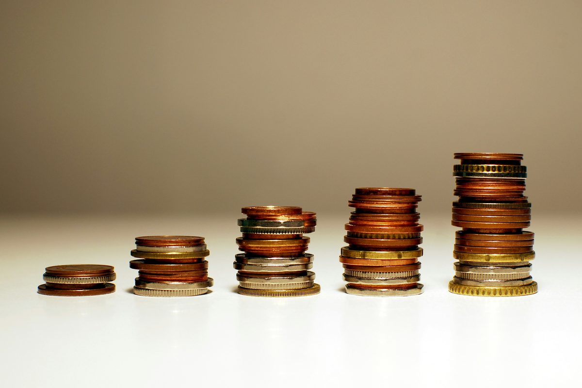 Stacks of coins representing economic growth