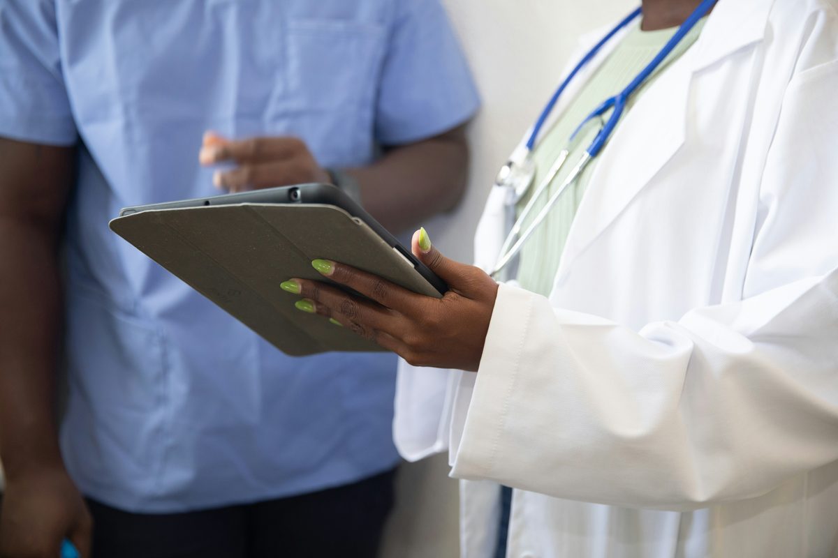 Healthcare provider reviewing patient information